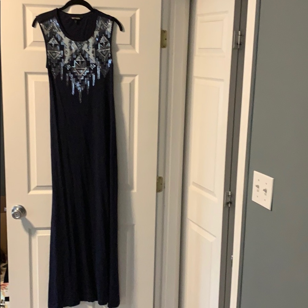 Express sequin maxi dress blue
